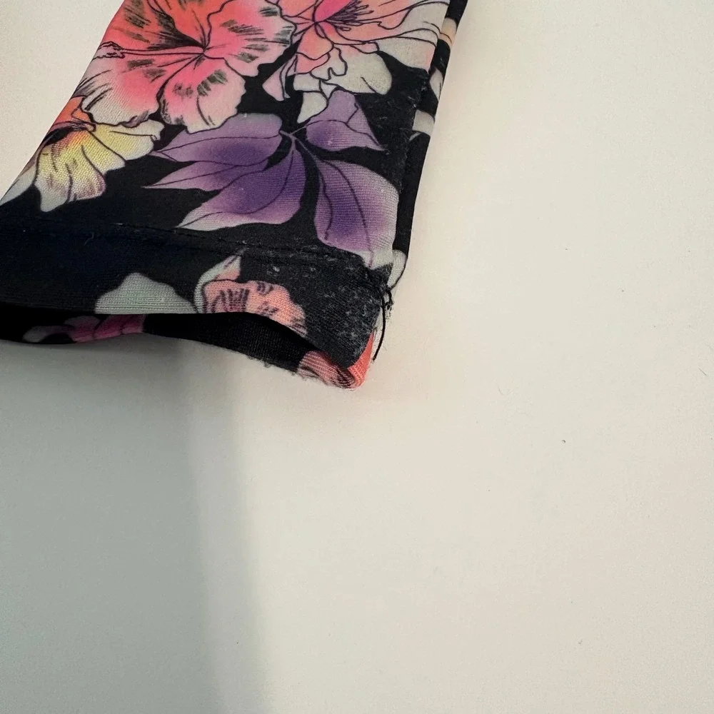 Art Class Swimsuit One Piece Floral Cutout Girls Size XS 4/5 Black Long Sleeved